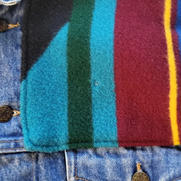 Margaz Vintage Native American Vibe Wool Blanket Denim Jacket Size Medium - Picture 11 of 11